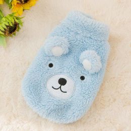 Warm Outfit Fleece Pet Clothes Sweater Cute Bear Print Coat Small Medium Winter Dog Cat Shirt Jacket Teddy Bulldog Chihuahua (Color: Blue, size: XL 5.5-7.5kg)