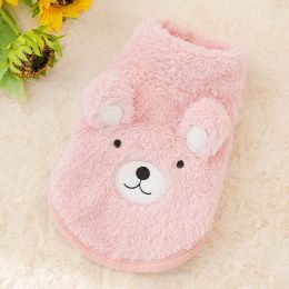 Warm Outfit Fleece Pet Clothes Sweater Cute Bear Print Coat Small Medium Winter Dog Cat Shirt Jacket Teddy Bulldog Chihuahua (Color: Pink, size: L 4.0-5.5kg)