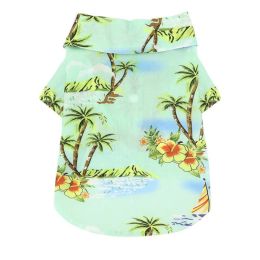 Hawaiian Style Printed Cat Clothes (Color: Blue, size: 2XL)