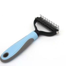 Double Sided Pet Hair Removal Brush (Color: Blue, size: 9CM)