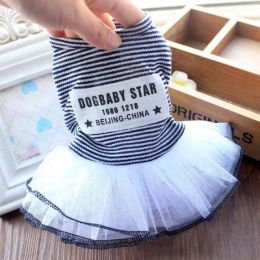 pet dog clothes skirt (Color: Korean Striped Tutu Skirt-Black, size: L)