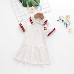 pleated short sleeve dress (Color: White, size: 130cm)