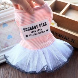 pet dog clothes skirt (Color: Korean Striped Tutu Skirt-Pink, size: XS)