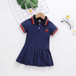 pleated short sleeve dress (Color: Royal blue, size: 100cm)