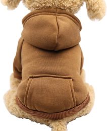 Winter Dog Hoodie Sweatshirts with Pockets Warm Dog Clothes for Small Dogs Coat Clothing Puppy Cat Custume (Color: Coffee, size: large)