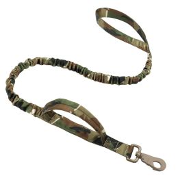 k9 leash; Bungee Dog Leash Tactical Dog Leash Nylon Adjustable Tactical Leash for Dogs Quick Release Military Dog Leash with 2 Control Handle; Bungee (Specifications (length * width): 100-150cm, colour: Black)