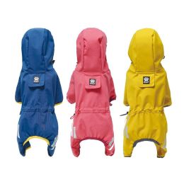 Small dog raincoat; body full surrounding; waterproof poncho pet clothes; with tow holes in the back (colour: Turmeric, size: XL (recommended weight 9-12 jin))