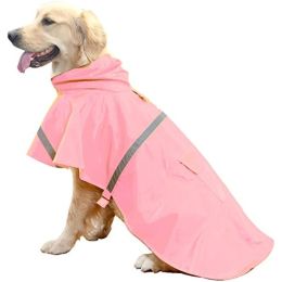 Dog Raincoats for Large Dogs with Reflective Strip Hoodie; Rain Poncho Jacket for Dogs (Color: B2-Orange, size: [S])