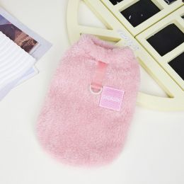 Dog clothes Autumn and winter new pet clothes Cat pet clothes Two leg flannelette 22 multicolor pull loop flannelette (colour: 22 Five color pullover sweater - pink, size: XXL)