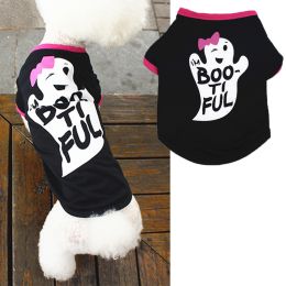 Halloween Pet Dog Holiday Pumpkin Skull Teddy Funny T-Shirt (size: M)