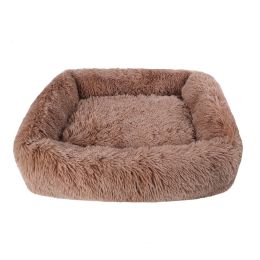 Soft Plush Orthopedic Pet Bed Slepping Mat Cushion for Small Large Dog Cat (Color: brown, size: M ( 26 x 22 x 7 in ))