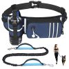 Hands Free Dog Leash with Zipper Pouch for Medium Large Dogs Running Walking Training Hiking, Adjustable Waist Belt with Reflective Threading, Retract