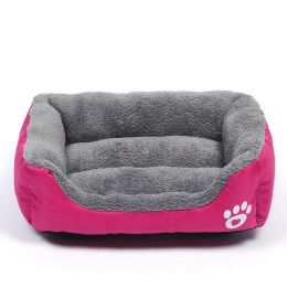 Washable Pet Dog Cat Bed Puppy Cushion House Pet Soft Warm Kennel Dog Mat Blanke (Color: Pink, size: M)