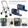 Double Pet Stroller 4-in-1 With Detachable Carrier And Travel Carriage