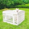 Pet Playpen Foldable Gate for Dogs Heavy Plastic Puppy Exercise Pen with Door Portable Indoor Outdoor Small Pets Fence Puppies Folding Cage 4 Panels M