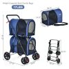 Double Pet Stroller 4-in-1 With Detachable Carrier And Travel Carriage